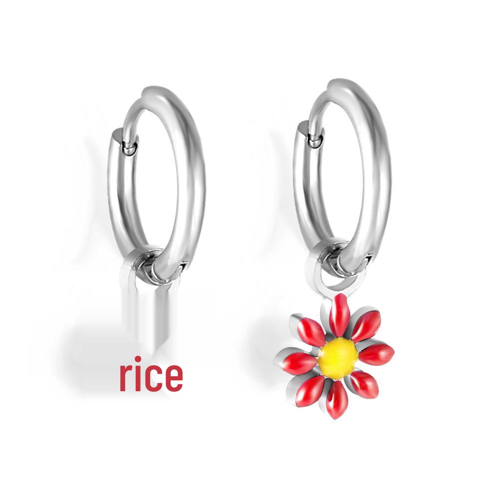 Cross-border European American Colorful Daisy Flower Stud Earrings - Simple Sweet Christmas Design