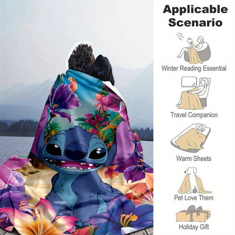 1pc,Stitch Blanket Cute Stitch Home Decor, Soft Stitch Throw Blanket for Couch, Sofa, Bed, Car, Travel, Camping, Office Nap