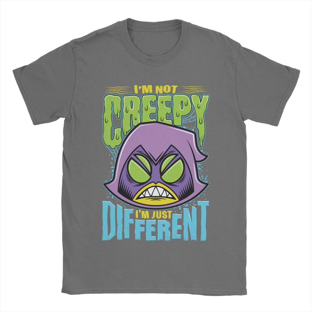 Herren Damen Teen Titans Go Raven Nicht Gruselig Ich Bin Anders T-Shirt Baumwoll-Tops Lustige Kurzarm Rundhals T-Shirts Einzigartiges T-Shirt