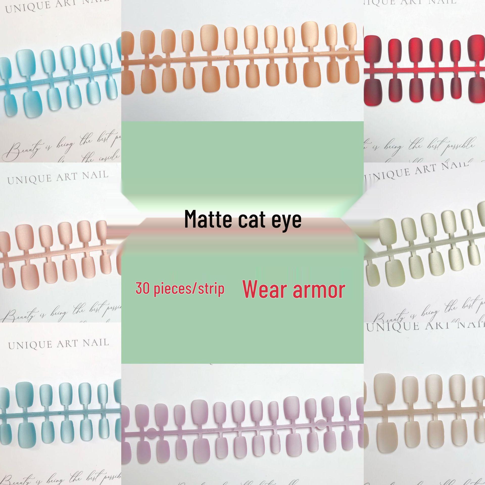 

Velvet Frosted Dusky Rose Cat Eye Matte Nails - Advanced Whitening Nail Art False Nails