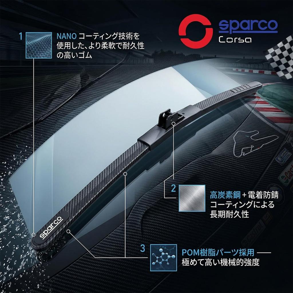 SPARCO Racing Wiper Blades for BMW X5 (E53) SUV 2002-2006, Carbon Look Windshield Wipers Set of 2 (600mm / 550mm)