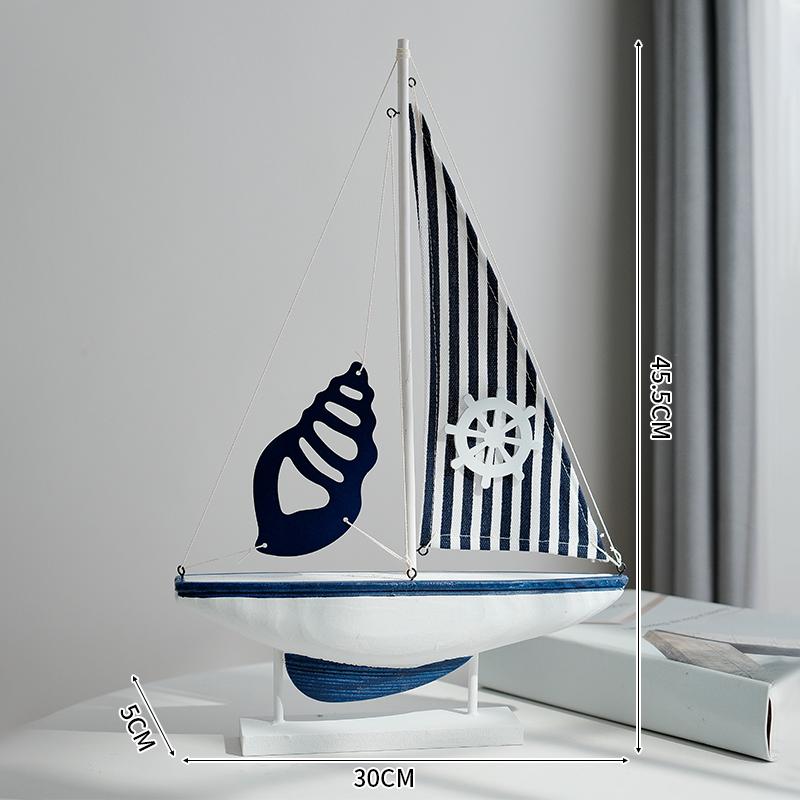 

Mediterranean-Style Wooden Sailboat Figurines - Small Decorative Handicraft Ornaments