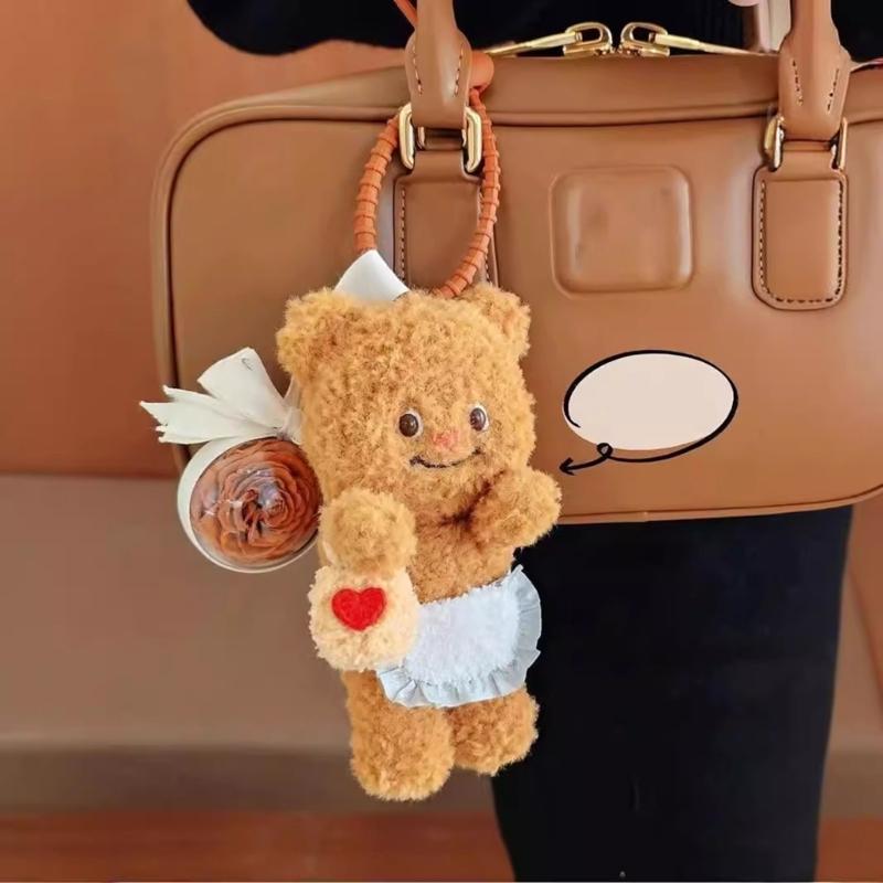 Cute Bear Keychain Bag Accessory Stylish Keyring with Bear Pendant Lovely Phonechain Key Chain Decoration Jewelry