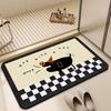 Simple Bathroom Anti Slip Absorbent Carpet Cute Cat and Dog Stripes Checkered Door Mat Living Room Home Decoration Rug