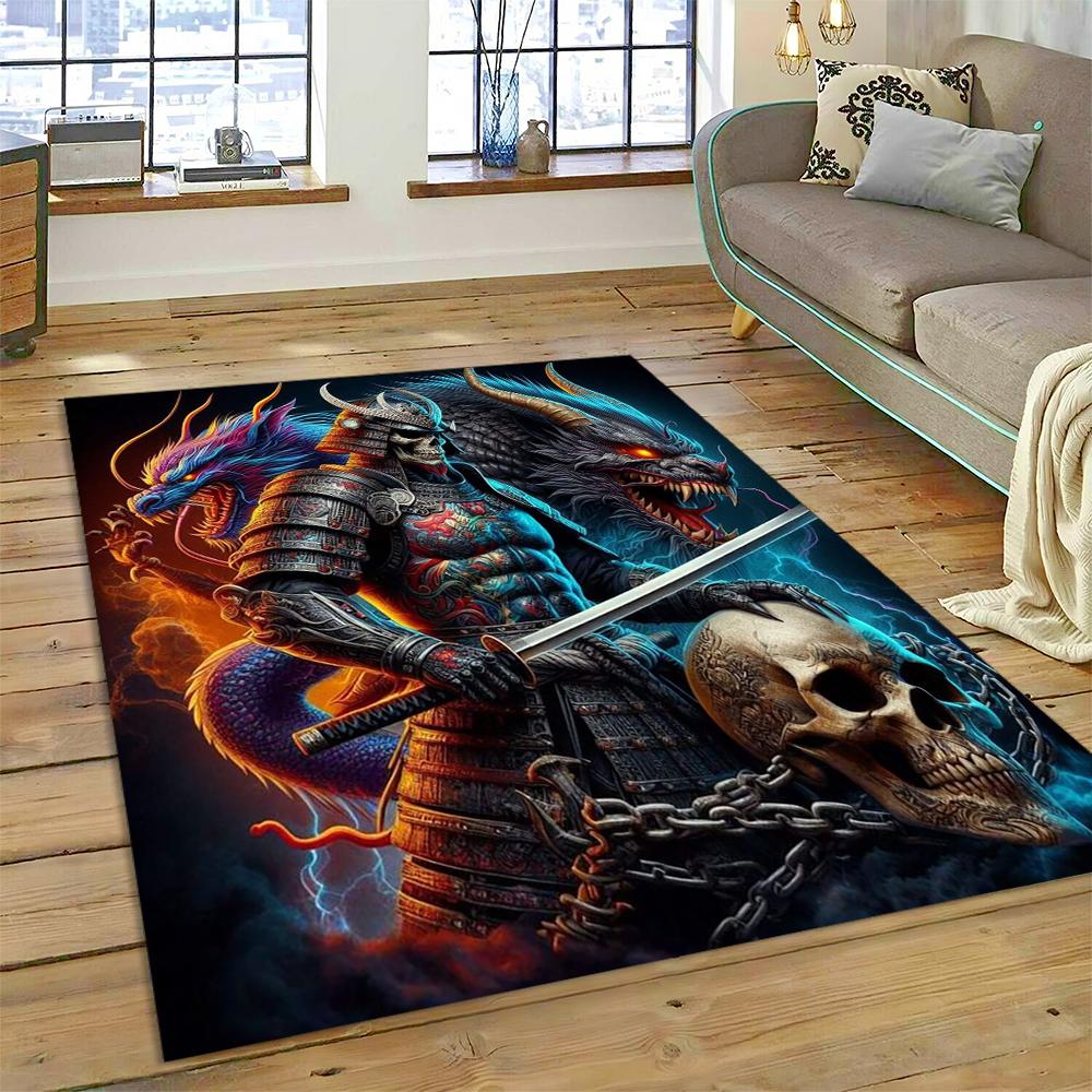 3D Japanese Samurai Bushido Katana Cartoon Game Carpet Rug for Living Room Bedroom Home Sofa Decoration,kids Non-slip Floor Mat