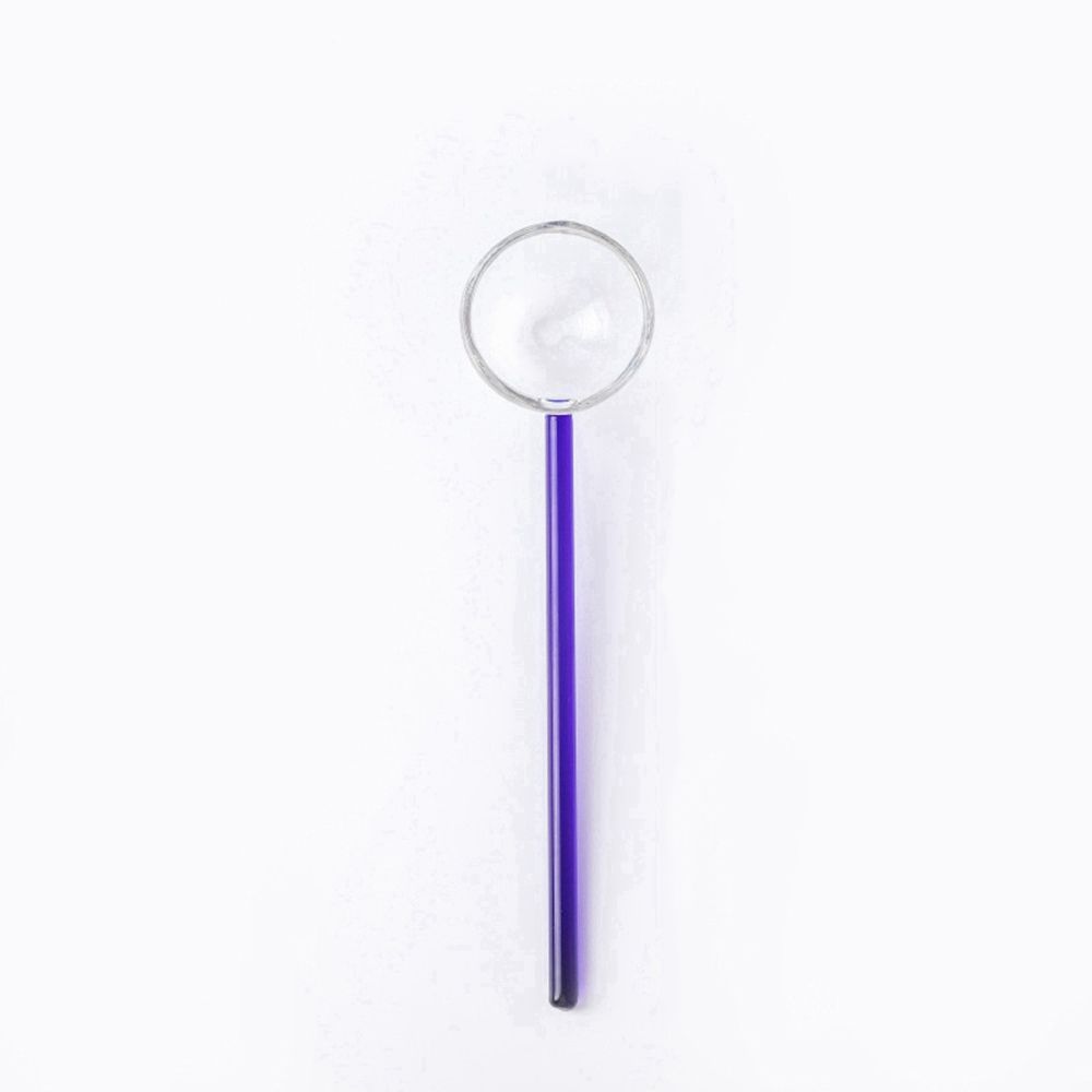 Glass Milk Spoon Colored Transparent Coffee Dessert Stirring Spoon Long Handle Round Kitchen Tableware Stirrer Rod