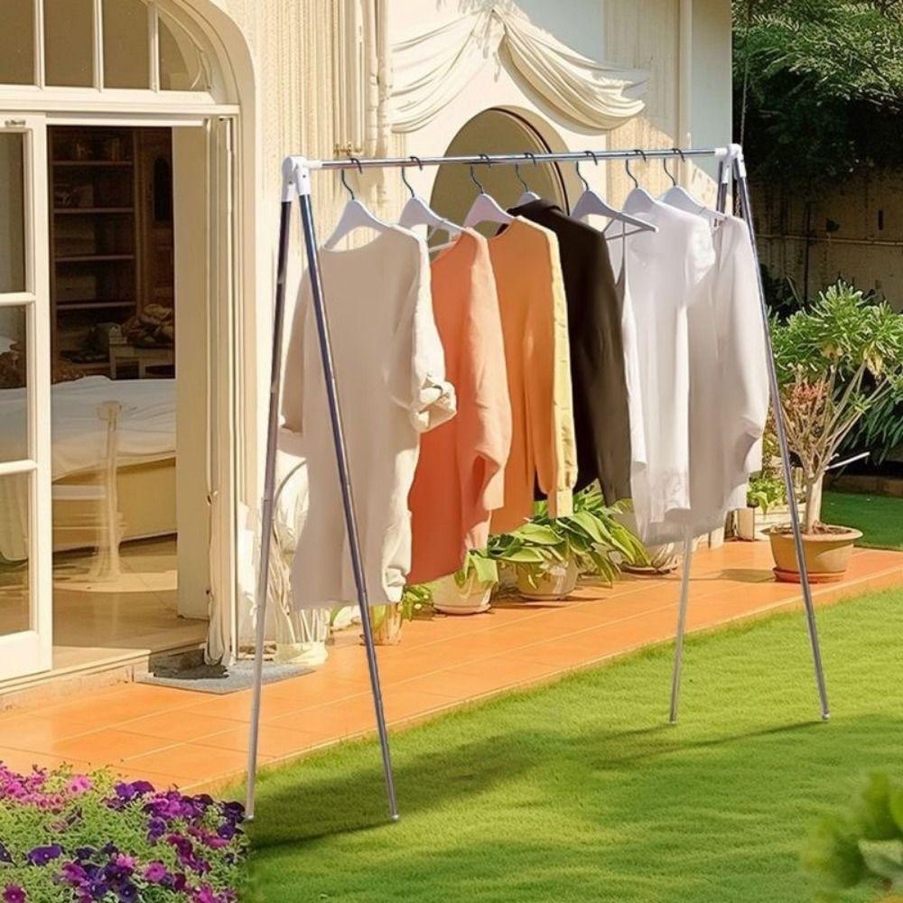 Adjustable Angle Folding Clothes Rack Stainless Steel Laundry Drying Rack Home Use