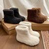 Winter Women Warm Fur Lining Snow Boots Concise Slip On Soft Sole Shoes Ladies Comfortable Cotton Flats Short Booties