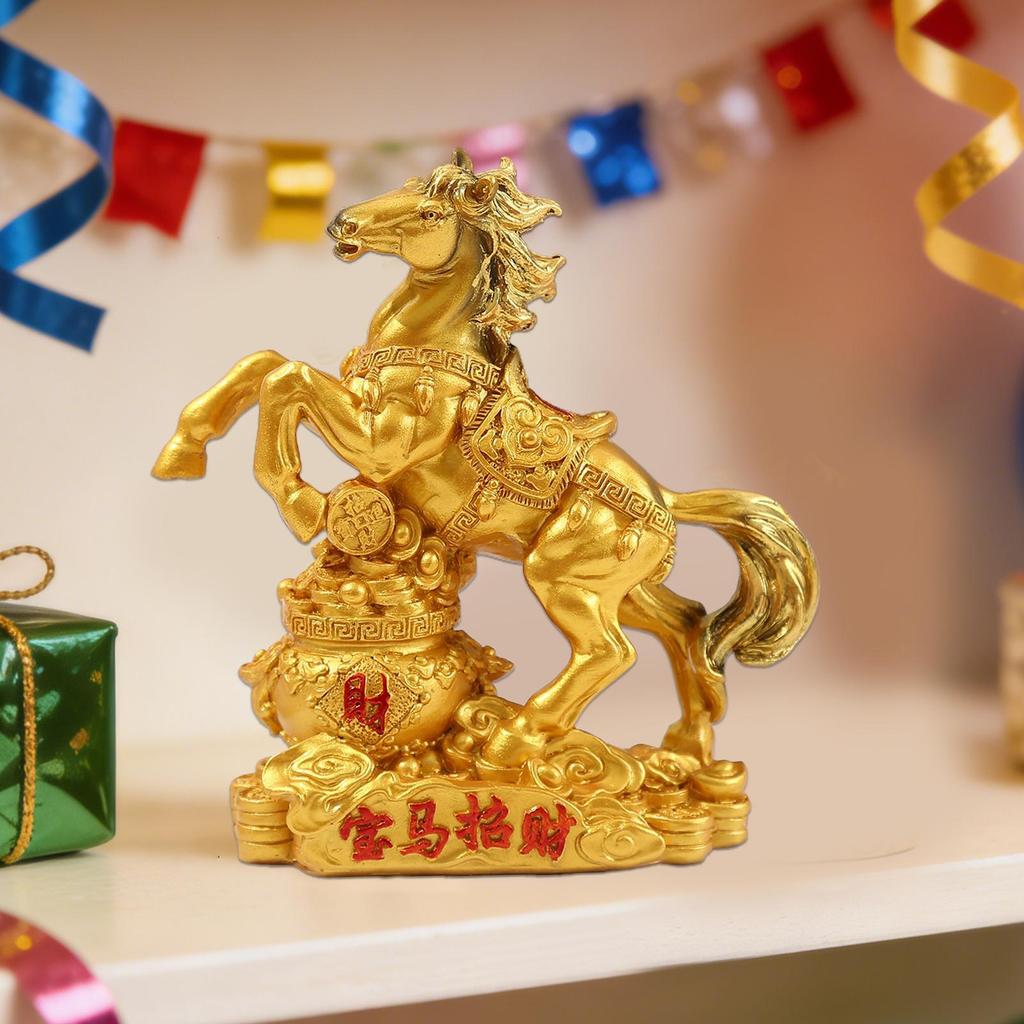 Resin Chinese 2026 Year of Horse Ornament Blessing Souvenir Feng Shui Horse Year Ornament Home Office Tabletop Decoration