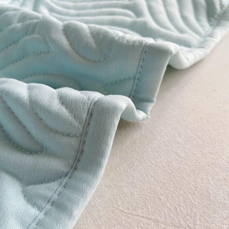 100% Cotton Fitted Sheet Quilted Mattress Cover Green Mattress Protector for Bedroom Hotel Single Double Queen King Bed Cover