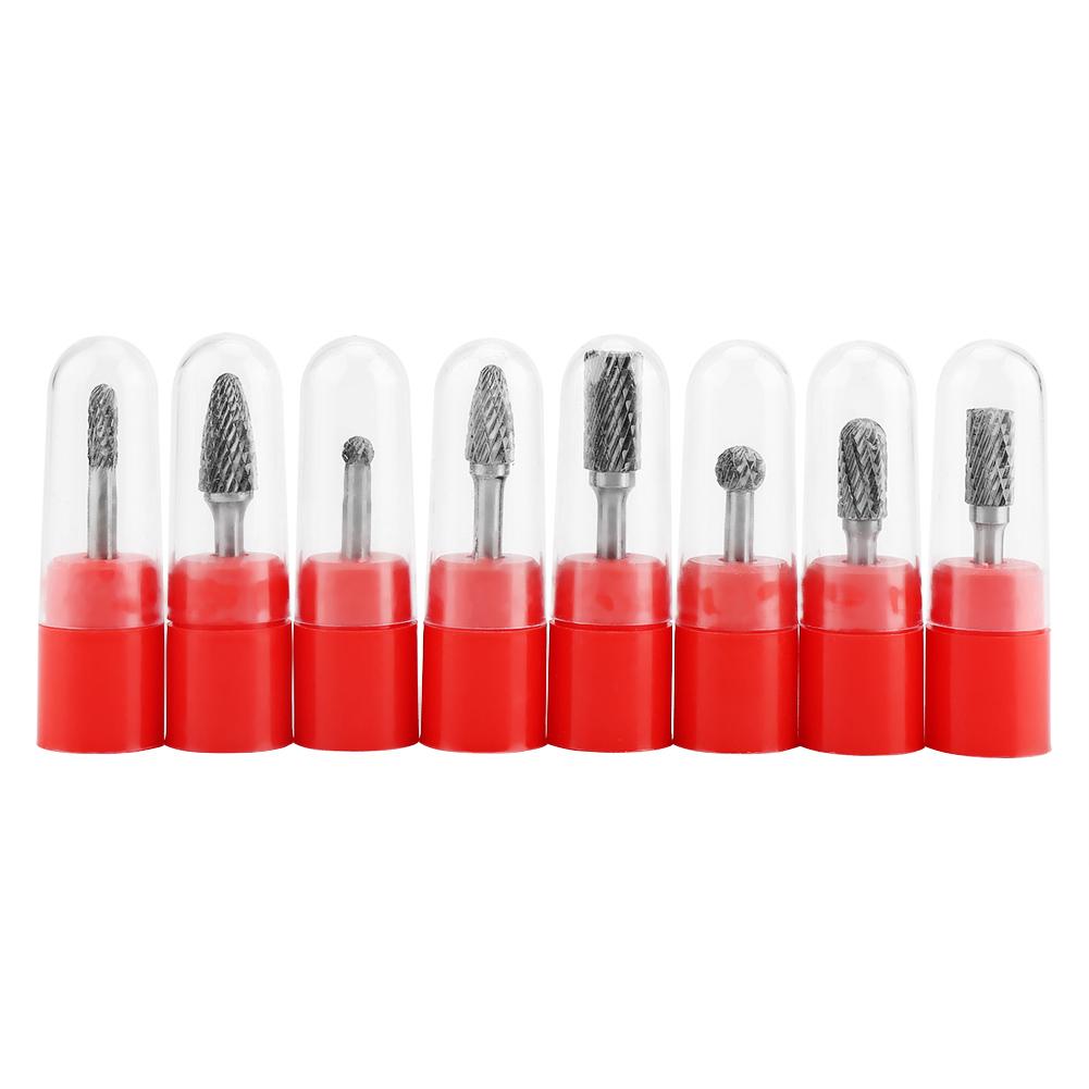 8Pcs Double Cut Tungsten Steel Carbide Rotary Burr Die Grinder Bit Tool Set