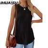 Women's Fashion Casual Solid Color Print Sleeveless O Neck Blouses & Shirts
