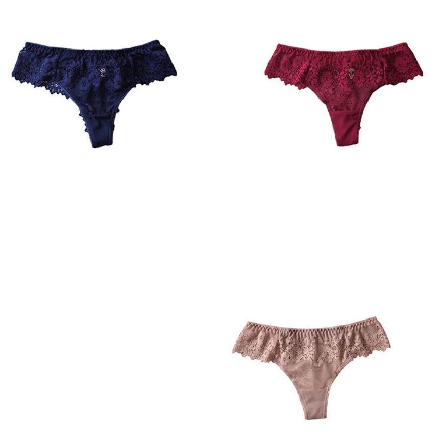 3 Teile/satz frauen Alle-match Große Größe Kausalen Spitze Slips Mädchen Einfarbig Niedrigen Taille Nahtlose Tanga