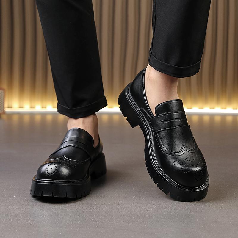 Fashion Casual men's loafers Retro elegant British style Leisure Outdoor Daily dress party and office shoes Black Brown Plus Size