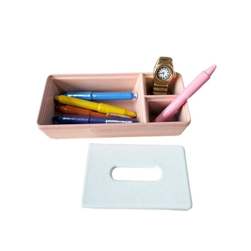 1Pcs 1/12 Dollhouse Miniature Tissue Box Storage Box Stationery Mini Model Scene Doll Accessories DIY Decoration