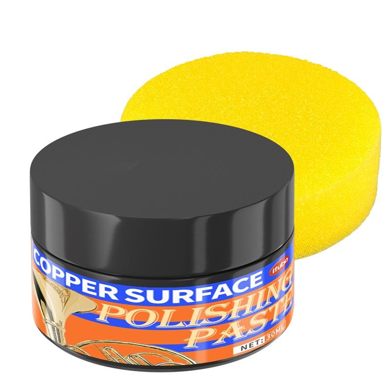 

Brass and Copper Tarnish Remover,Harmless,Restores and Protects Brass Surfaces,Instrument Care,Shiny Finish,Professional Polish 30g with sponge