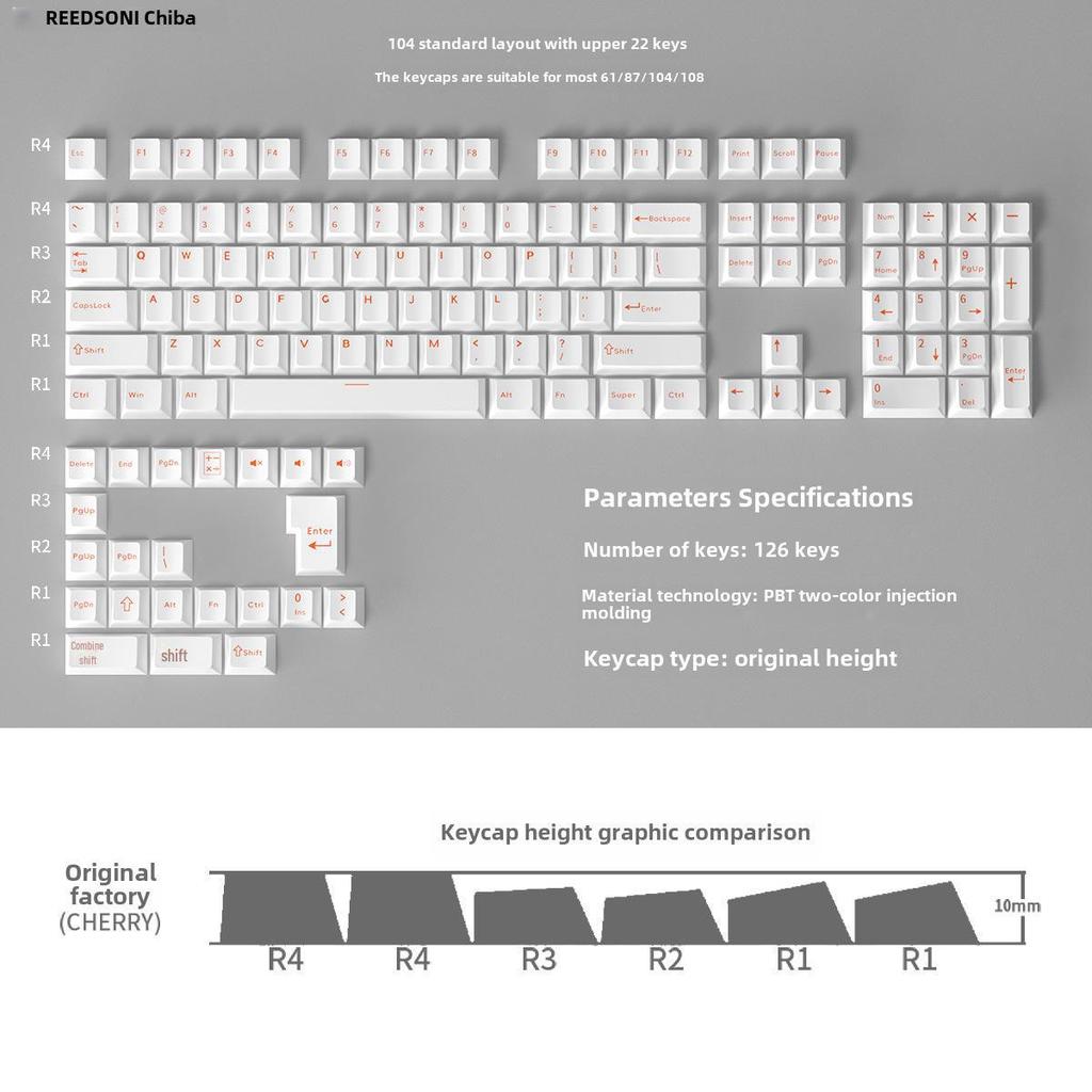 126-klawiszowe dwukolorowe nakładki na klawisze PBT do klawiatur mechanicznych