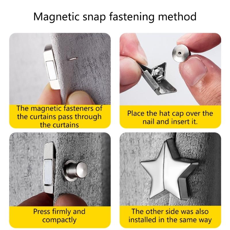 10Pcs Metal Magnetic Curtain Clips Curtain Magnets Closure Strong Hold Easy Installation Modern Home Decoration