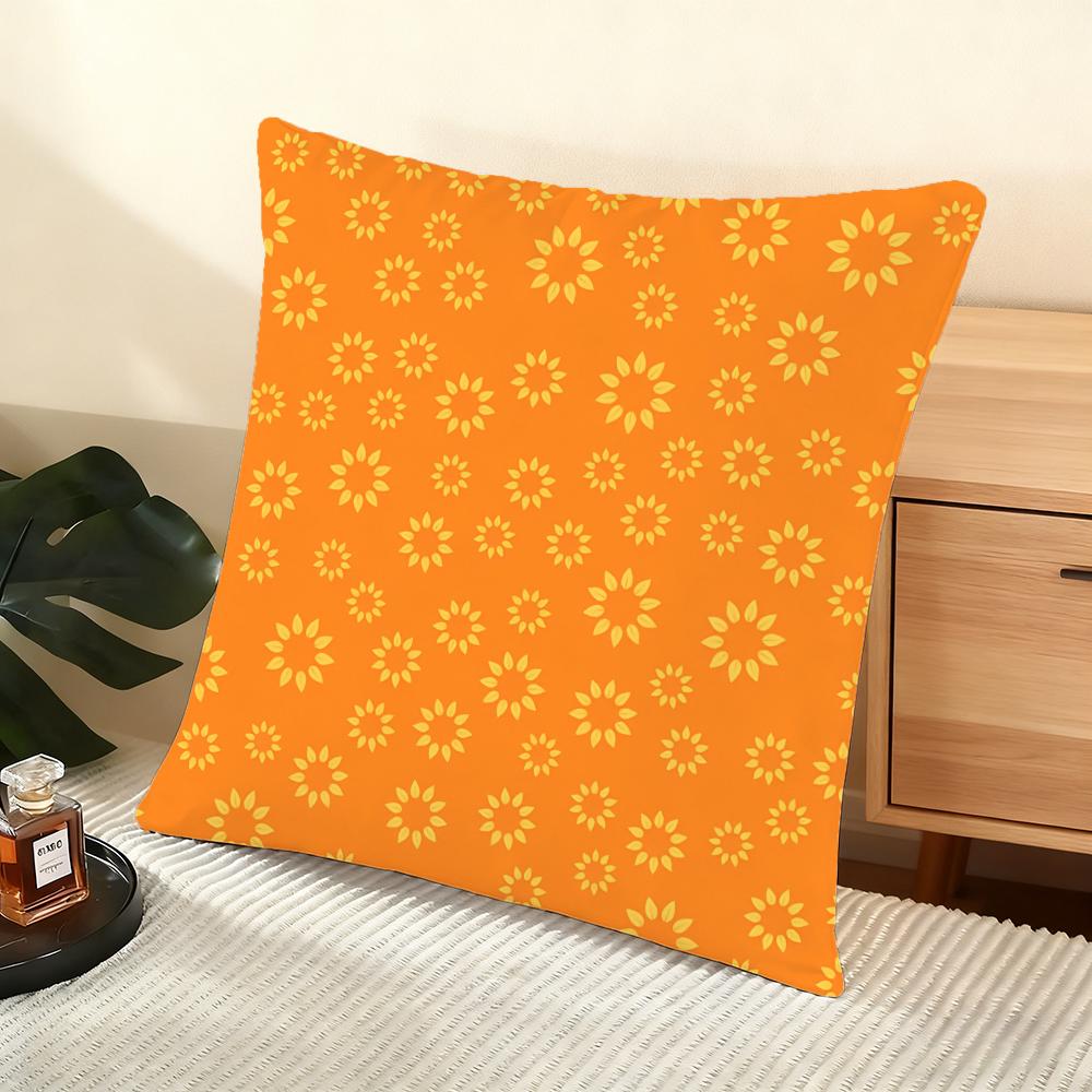Sunflower Pattern Cushion Cover Soft Short Plush Pillow Cover Smooth Cozy Texture Aesthetic Cushion Case Home Decor