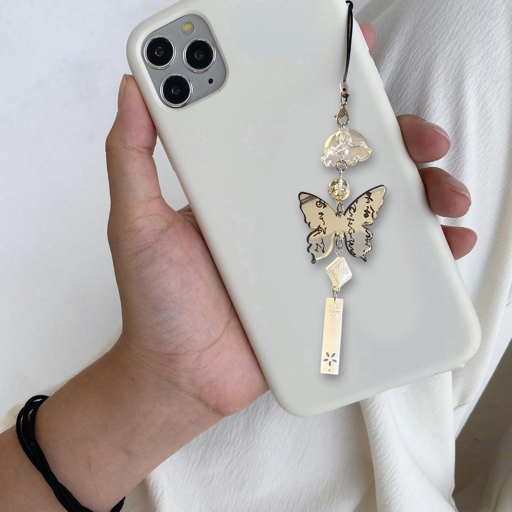 Unique Butterfly Wind Chime Phone Charm Bag Ornament Bag Pendant Decorations Acrylic Texture for Various Occasion