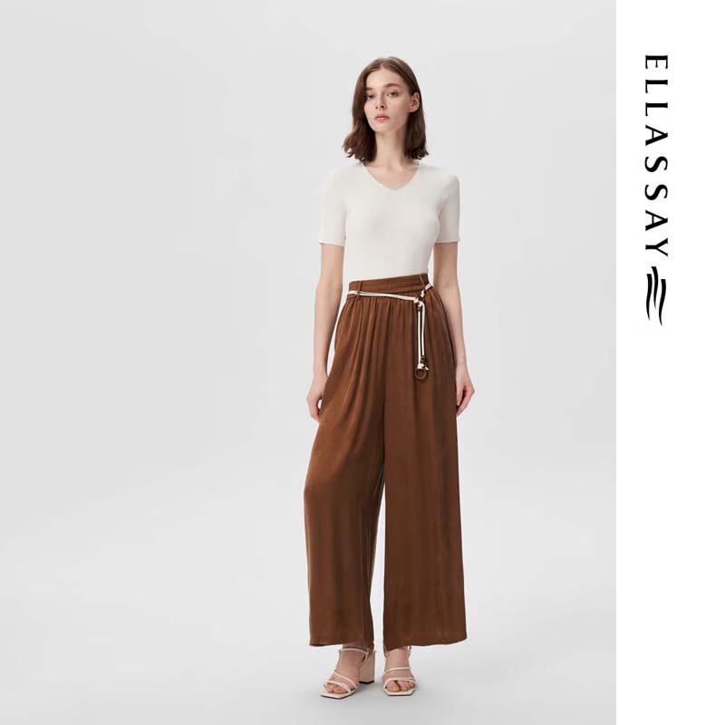 ELLASSAY Women's High-Waisted Wide-Leg Trousers