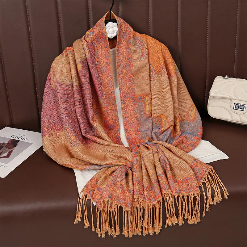 New Winter Women Cotton Jacquard Scarf Big Shawl Fashion Elegant Lady Long Printing Decorate Scarves Sun Protection Bandana