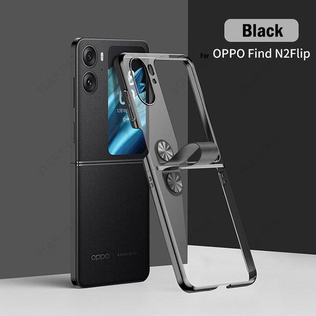 

Роскошный чехол для Oppo Find N2, флип-чехол, прозрачный чехол с кожаным ремешком, подставка-держатель для Oppo Find N2, флип, 5 г, чехол для телефона Find N2 Flip чёрный
