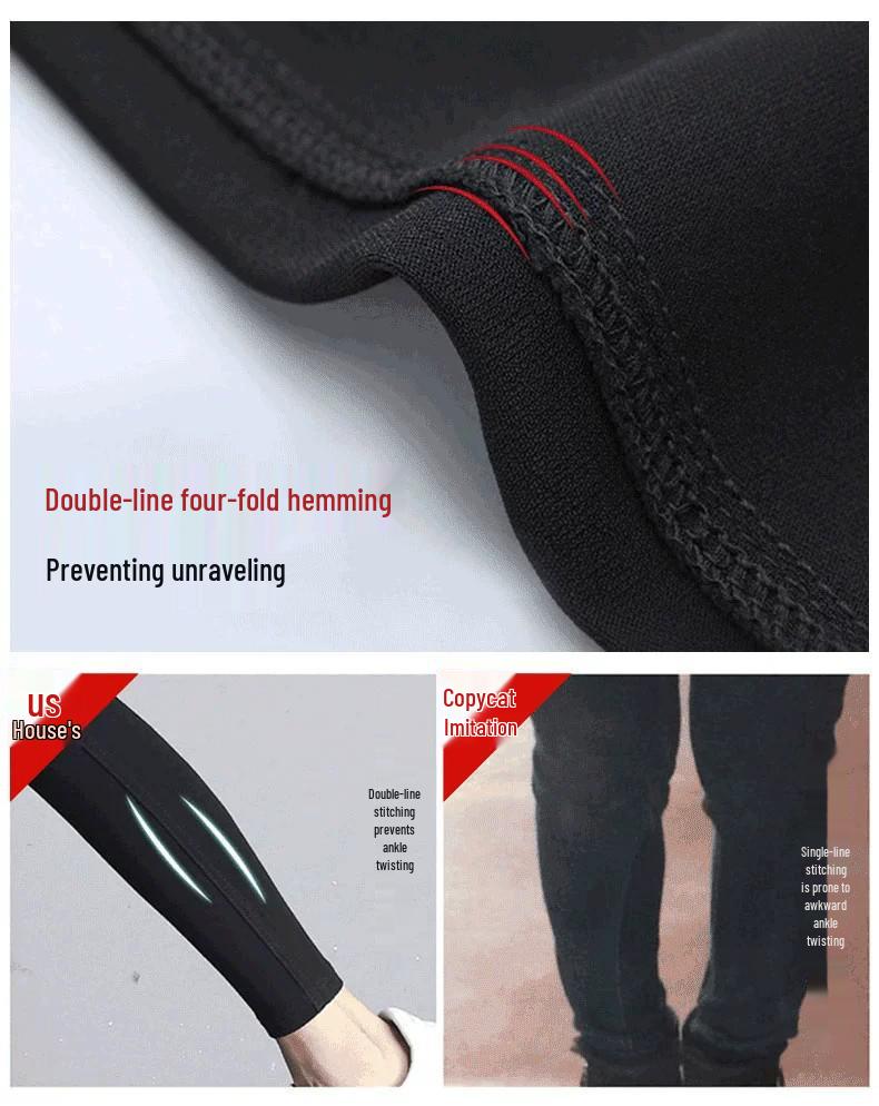 Women's Fleece-Lined Skinny Leggings - Warm, Elastic, Slimming, Butt-Lifting Base Layer for Outdoor Autumn & Winter Sports