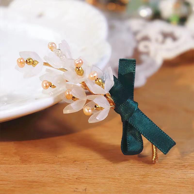 Handmade Lily of the Valley Brooch Kit - Retro Pin Jewelry for Bags and Clothing Accessories (X38)