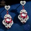 WUIHA 925 Sterling Silver 8 * 10 MM Cushion Cut Lab Sapphire Ruby High Carbon Diamonds Wedding Engagement Drop Dangle Earrings