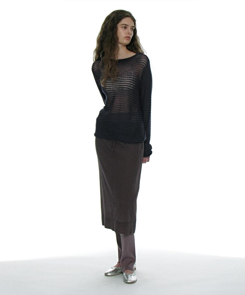 Partimento Woman Sheer Midi Skirt_Charcoal