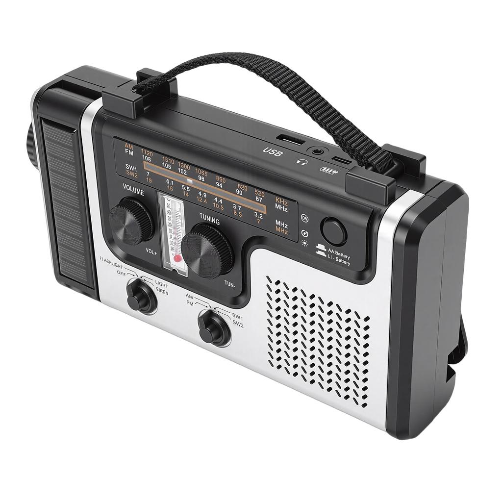 AM FM SW Portable Hand Crank Radio 1200mAh Emergency Solar Power Pocket Radio with Full Band Speaker Cell Phone Charger