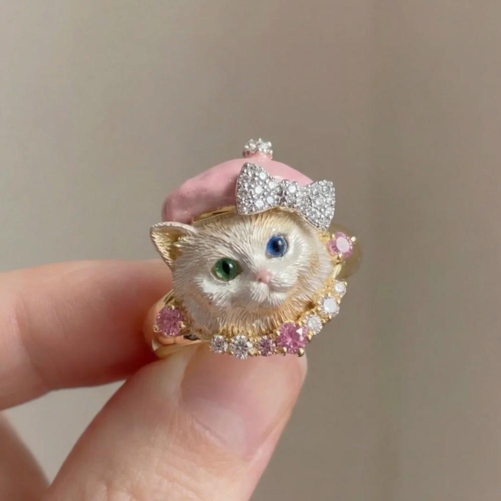 

Cute Little Cat Ring Exquisite Design Pet Sweet Girlfriend Gift Ring Girl Cute Cat Drop Women Ring Valentine s Day New Year Gift resizable
