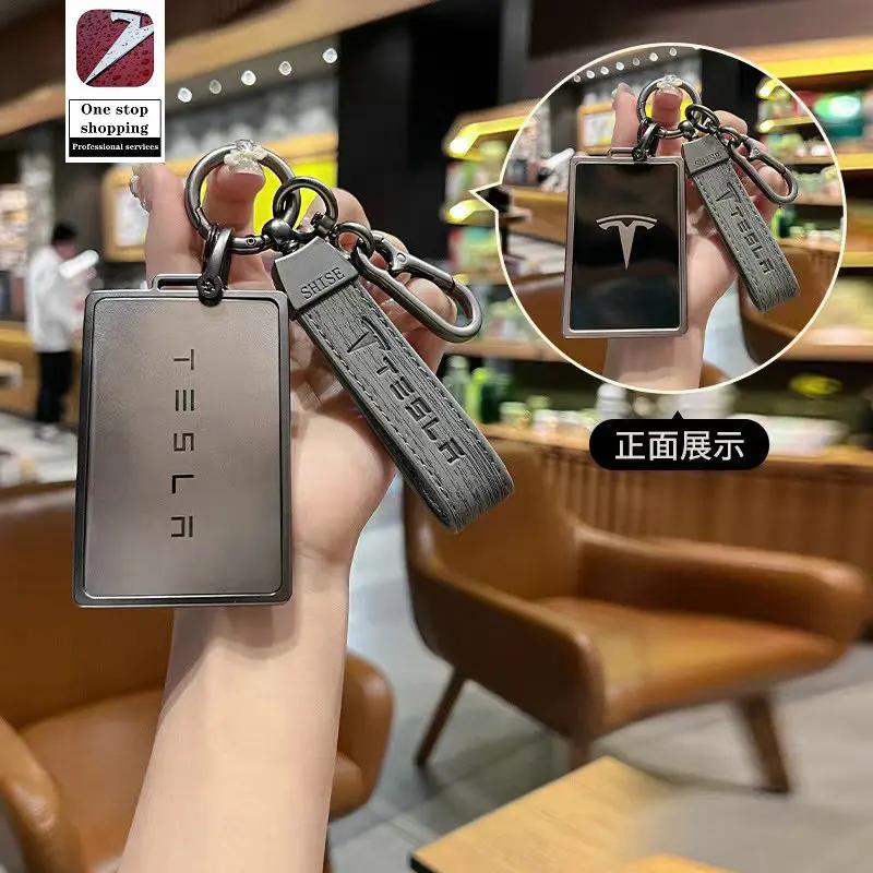 bpyqc0 for Tesla car keychain protective cover Model Y card cover Model 3 X S metal keychain remote control protective cover