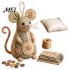 Kit de Costura de Ratón Patchwork para Regalo Hecho a Mano, Set de Manualidades con Tela Floral, Relleno y Botones de Tela, Adorno de Peluche Lindo para Principiantes