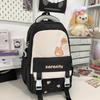 Student Grade 3-6 Schoolbag Women's Large Capacity Cartoon Backpack Campus Color Block Backpack