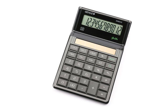 Calculatrice de bureau - Genie - 11763 - Énergie solaire - Écran incliné 12 caractères - Écologique