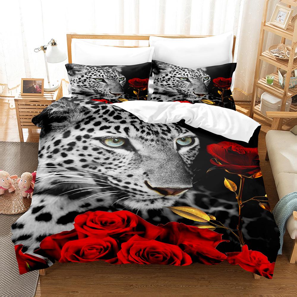 Leopard Pattern Bedding 3D Digital Printing Leopard Three-Piece Set
