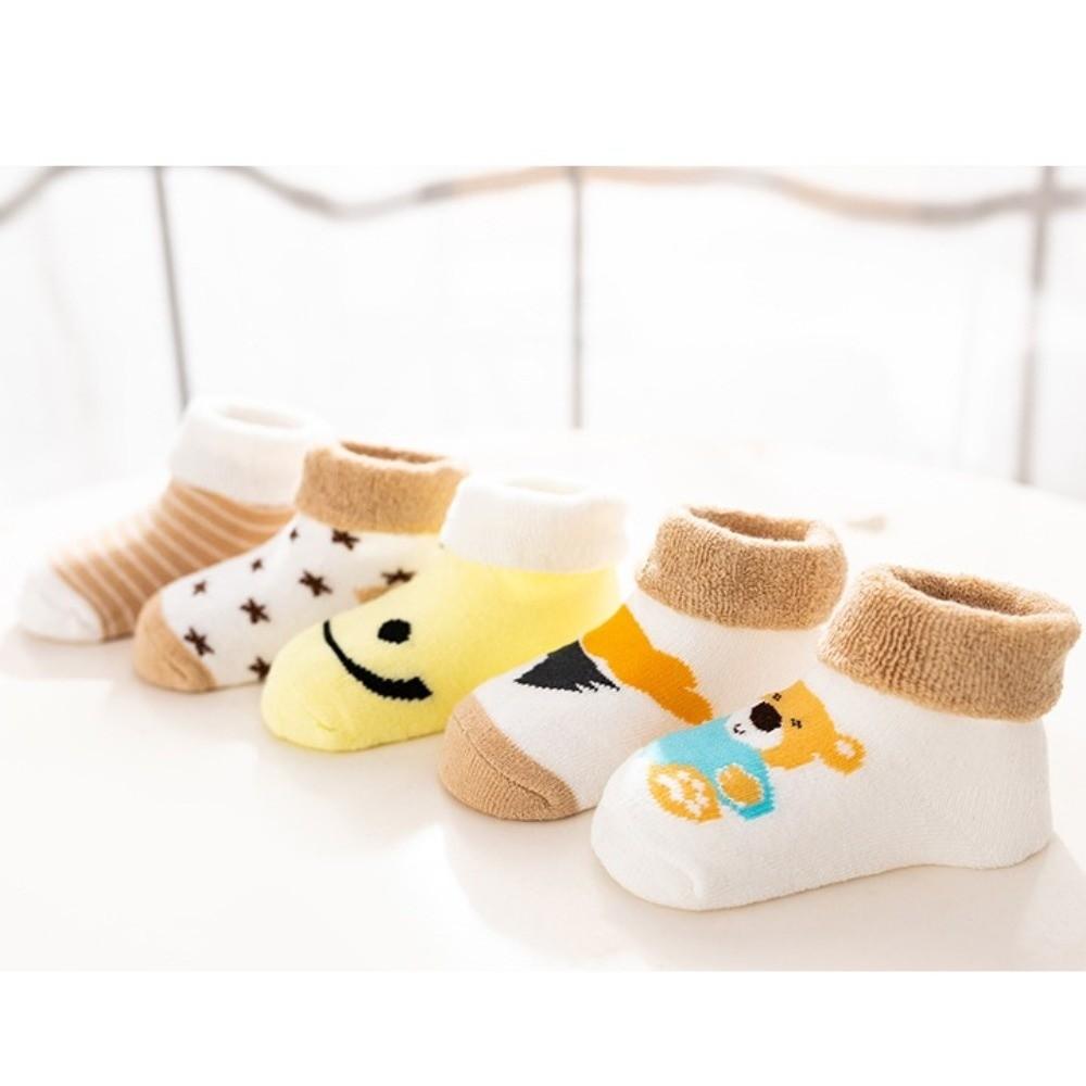 5 Pairs Pink Blue Newborn Socks Cotton Winter Socks New Baby Short Socks  for 0-3 Years Old