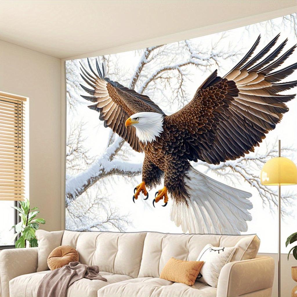 Realistic Eagle Flying Tapestry Wall Art Decor Majestic Wildlife Print Home Decoration Large Size 180x280cm Mural
