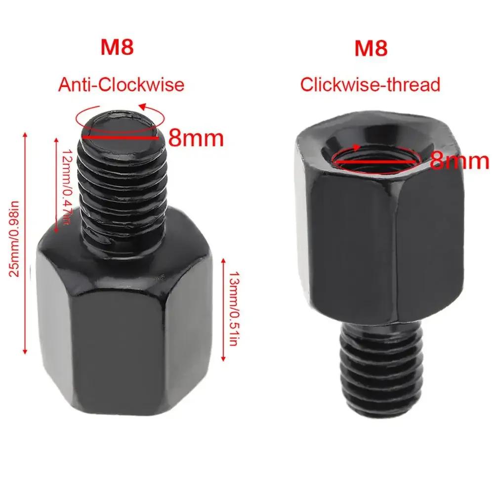 Rearview Mirrors Bolt Clockwise Anti-clock Right Left Melectric Vehicle Thread Pair Black Mirror Adapters M10 10MM M8 8M
