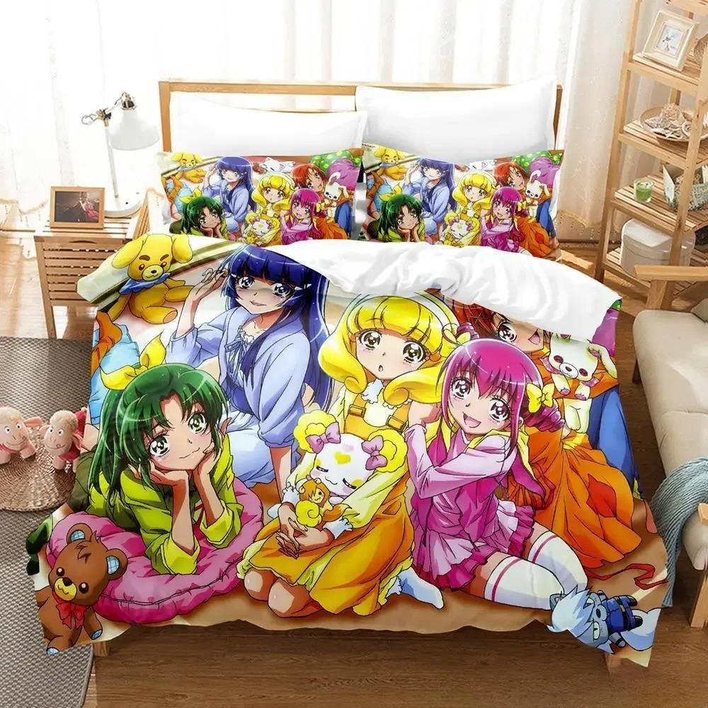 Smile PreCure 3D Anime Bedding Set Single Twin Full Queen King Size Kawaii Duvet Cover for Adult Kid Bedroom