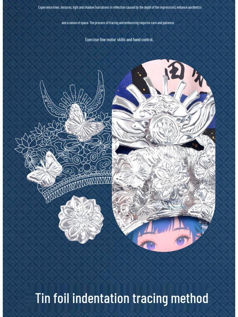 Xianci Miao Figure Painting: Handmade Silver Jewelry Tin Foil Embossed Art