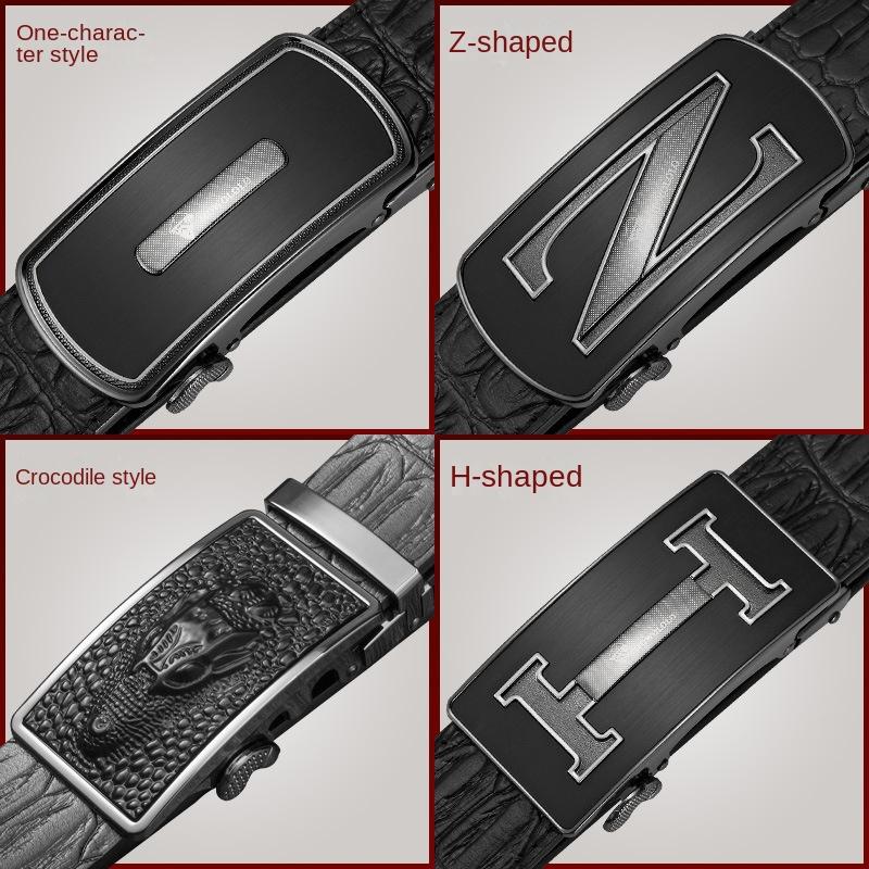 Krokodillemønster for menn Førstelags kuskinn Automatisk spenne Lærbelte Belte