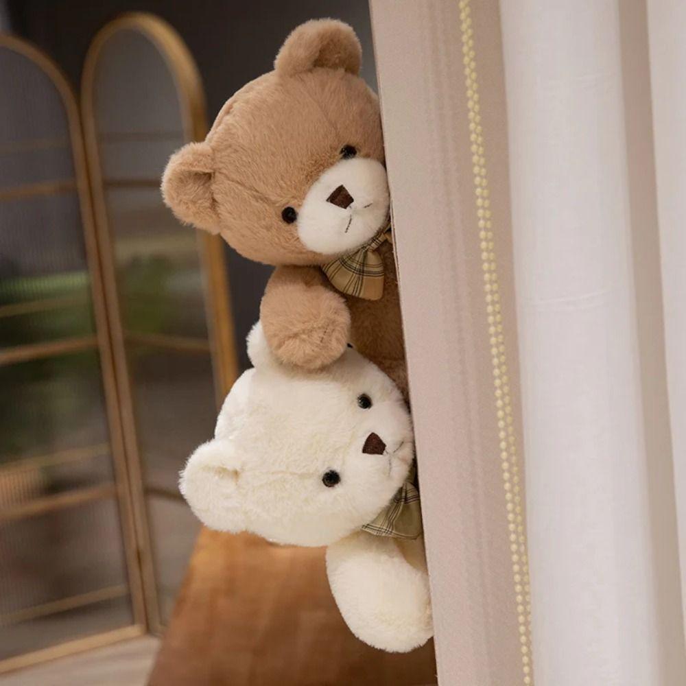 Fluffy Colorful Bow Tie Bear Doll Soft Animal Bear Doll Pillow Hug Bear Plush Toys  Kids Gifts