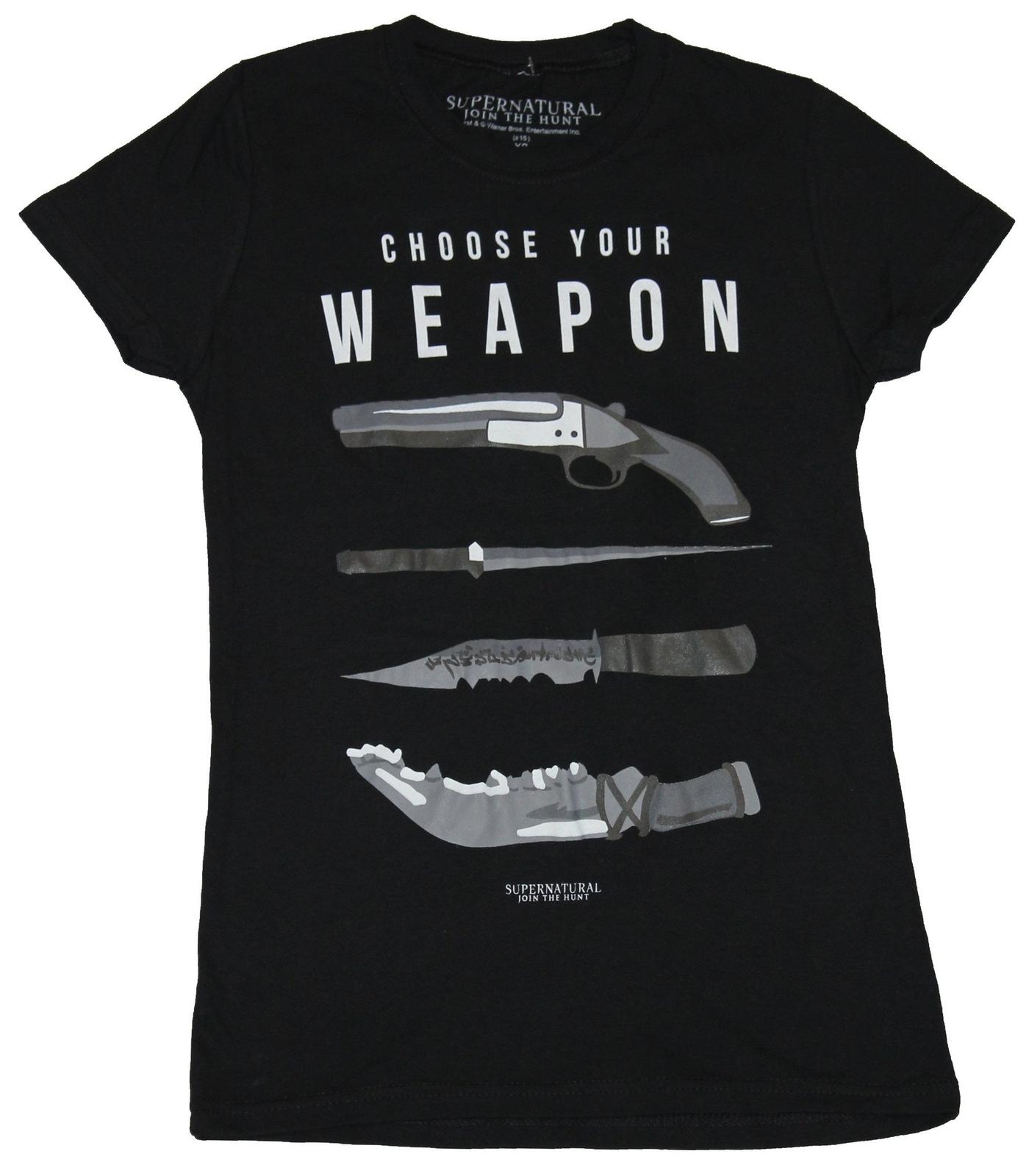 Supernatural Girls Juniors T-Shirt - Choose your weapon Knife Gun Pic M