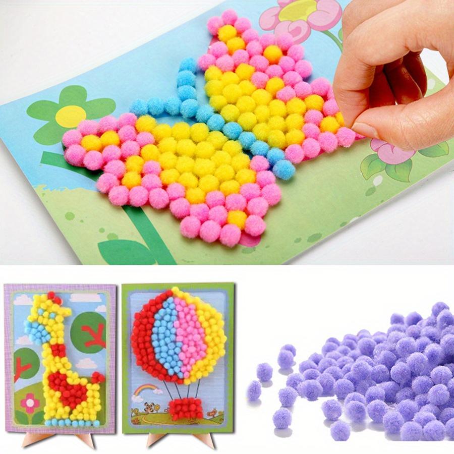 2pcs 16x21cm Colorful Pom-Pom Painting Animal Transportation DIY Art Decor Handmade Craft Painting Supplies Unique Birthday JXB
