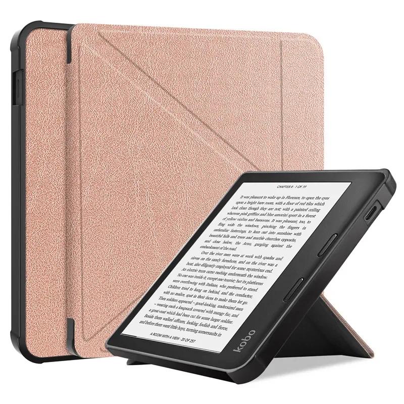 Pour Funda Kobo Libra Colour () Étui intelligent à pliage en Y en cuir PU pour Coque Kobo Libra Color Libra2 7  Coque arrière en TPU Libra 2 2021