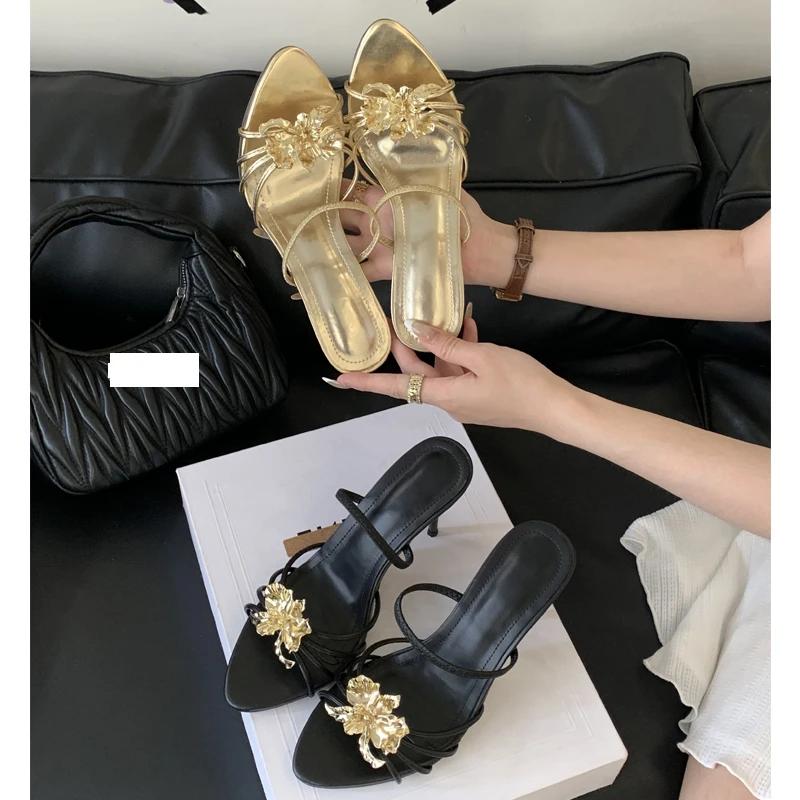 Fashion Eilyken Fashion Thin High Heels Woman Slippers Design Style Sexy Narrow Band Pointed Toe Party Stripper Slides Shoes