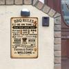 Vintage BBQ Rules Metal Sign (20x30 Cm). Rustic Iron Wall Decor with Humorous Art for Home Bar, Patio, or Restaurant.